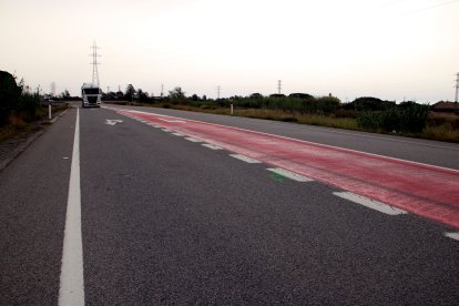 Punt quilomètric de l'N-420 a l'altura de Botarell, on ha mort un ciclista atropellat.