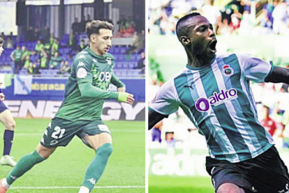 Los delanteros Marcos Baselga y Cedric Omoigui, dos de los grandes fichajes del Nàstic.