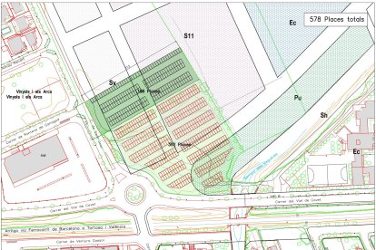 Imatge del planol de l'aparcament, a tocar de l'Aldi de Cambrils.