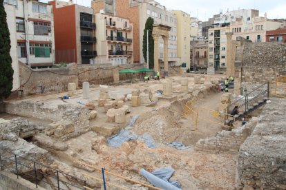 La zona de la basílica del Fòrum de la Colònia de Tàrraco, durant les obres de millora del monument.