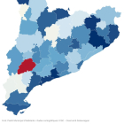 Mapa amb el creixement poblacional per comarca a Catalunya entre el 2022 i el 2023, segons el Padró Municipal d'Habitants.