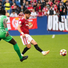 Joan Oriol durant el partit contra el Cornellà.