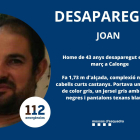 Missatge dels Mossos d'Esquadra per ajudar a trobar en Joan, desaparegut fa una setmana a Calonge