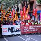 Pancarta principal de la manifestació convocada per UGT i CCOO a Tarragona.