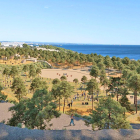 Imatge virtual del projecte del Port de Tarragona per fer una dessalinitzadora al Cap Salou, urbanitzant la zona sobre les instal·lacions.