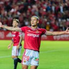 Alan Godoy celebrant el seu últim gol amb el Nàstic, contra el Màlaga.