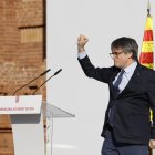 Carles Puigdemont, en l'acte d'aquest dijous al matí.