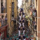 Diada castellera Sant Magi a Tarragona: torre de 7 de la colla del Serrallo de Tarragona.