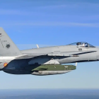 Imagen de un avión de combate F-18.