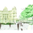 Recreació virtual de com s’espera que quedi la plaça del Pintor Fortuny, que serà reconvertida en un espai de trobada i gaudi per a la ciutadania.