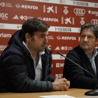 El director esportiu, Javi Sanz, i el president executiu del Nàstic, Lluís Fàbregas.