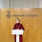 La presidenta de la Diputació, Noemí Llauradó, ahir durant la trobada anual amb els mitjans de comunicació.