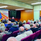 Una imatge d ela xerrada protagonitzada per Albano-Dante Fachín i Josep Costa, dimarts a la URV.