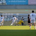 El porter Pepo Campanera aturant el penal el darrer diumenge contra l’Atlètic Lleida.