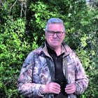 Joaquim Vidal vestit amb la indumentària que normalment duu al camp.