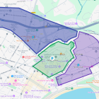 Hi haurà una zona delimitada per als residents de la Part Alta (verd), que podran estacionar també als sectors Nord (blau) i Llevant (lila).