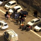 Imatge d'una concentració de vehicles captada pel dron de la GUT a les Gavarres.