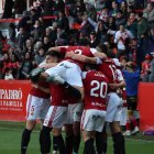 Els jugadors del Nàstic celebrant un gol.