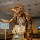Àlex Pérez, coordinador de l’exposició ‘Mamut. El gegant de l’edat de gel’, amb l’esquelet que s’exposa a Tarragona.
