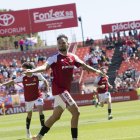 El jugador del Nàstic, Antoñín Cortés, celebrant el seu gol contra la Ponferradina.