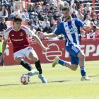 Marc Montalvo durant el duel contra la Ponferradina.
