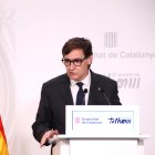 El president de la Generalitat, Salvador Illa, en roda de premsa.