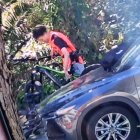 Imatge del jove detingut robant una bicicleta.