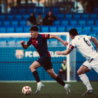 Jofre Torrents en el partit del filial blaugrana contra la Cultural Leonesa.