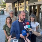 Xavi Puig durant la seva compareixença defensant l'estació d'Horta Gran.