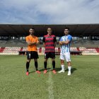 Josep Ramon Sardà, Ramon Folch i Sandro Toscano amb la tercera, primera i segona equipació respectivament