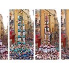 D’esquerra a dreta, fotografies de: 2de9fm de la Colla Jove, 5d8 de la CC Sant Pere i Sant Pau, 2d8f dels Xiquets de Tarragona i 3d8c dels Xiquets del Serrallo.