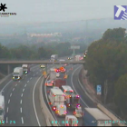 Imatge de l'AP-7 amb retencions a Roda de Berà.