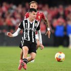 Luismi Redondo, un dels jugadors més destacats del Cartagena, durant el duel contra el Murcia