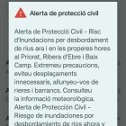 Imatge de l'ES-Alert rebut aquest dilluns al matí.