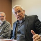 L’arquebisbe Joan Planellas durant la trobada amb periodistes.