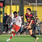 Andy Alarcón durant el duel contra el Girona B.
