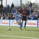 Alberto Benito, en una acció al partit d'anada a Son Malferit.