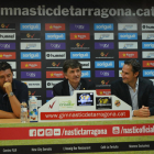 D'esquerra a dreta, el director esportiu, Emilio Viqueira; el president, Josep Maria Andreu; i l'entrenador, Vicente Moreno.