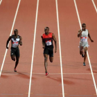 Bolt, en el centro los impuso y Hortelano (izquierda) llegó cuarto.