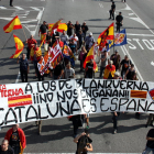 Imatge d'arxiu d'una pancarta en suport dels agressors del Centre Blanquerna a Madrid, que van irrompre a l'espai durant l'acte institucional de celebració de la Diada de Catalunya del 2013.