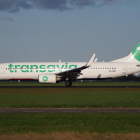 Imatge d'arxiu d'un avió de la companyia Transavia.