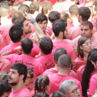 Camises de la Vella de Valls en el Concurs de Castells de Tarragona el 2 d'octubre de 2016 (horitzontal).