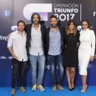 De izquierda en derecha Manuel Martos, Joe Pérez-Orive, Roberto Leal, Noemí Galera y Monica Naranjo durante la presentación del concurso en el Festival de Televisión de Vitoria FesTVal.