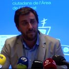 Antoni Comín durante la comparecencia de este miércoles en Móra d'Ebre.