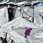 Imatge de la situació del camp de refugiats de Lesbos sota la neu.