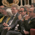 Josep Rull, Jordi Turull, al costat de l'alcalde de Tortosa, Ferran Bel, tots tres candidats de JxCat, al teatre Bartrina de Reus.