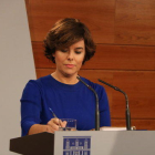 La vicepresidenta del govern espanyol, Soraya Sáenz de Santamaría, aquest 06/09/2017 en una compareixença a La Moncloa