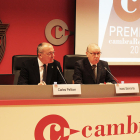 Carles Pellicer e Isaac Sanromà durante la presentación de los premiados.