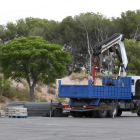 L'empresa encarregada del muntatge va començar a fer-lo durant la tarda d'ahir.