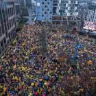 Imatge aèria d'un moment de la manifestació a Brussel·les.